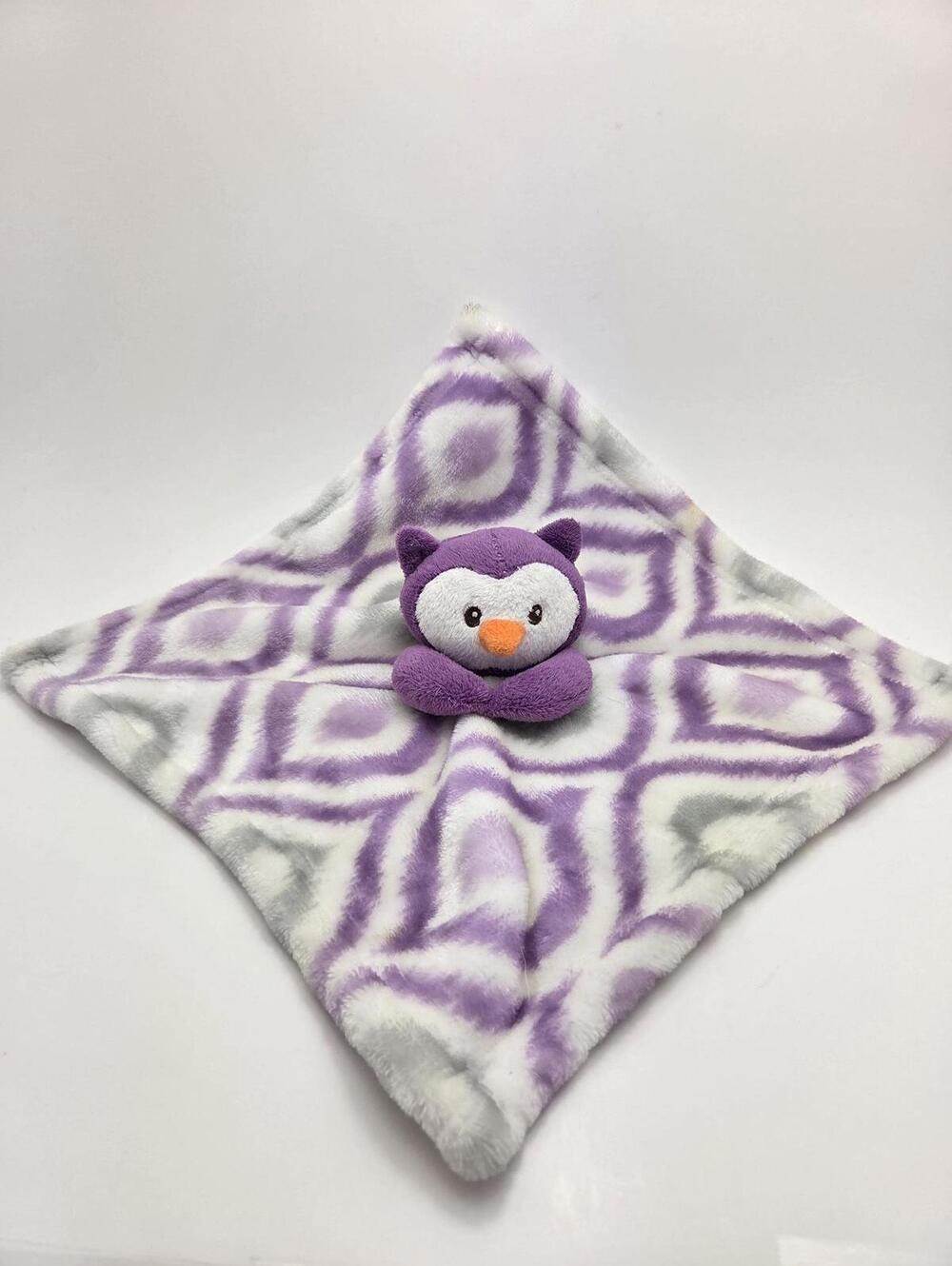 Babys First Nemcor Purple Gray Plush Owl Security Blanket Nunu Lovey! (10 inch)